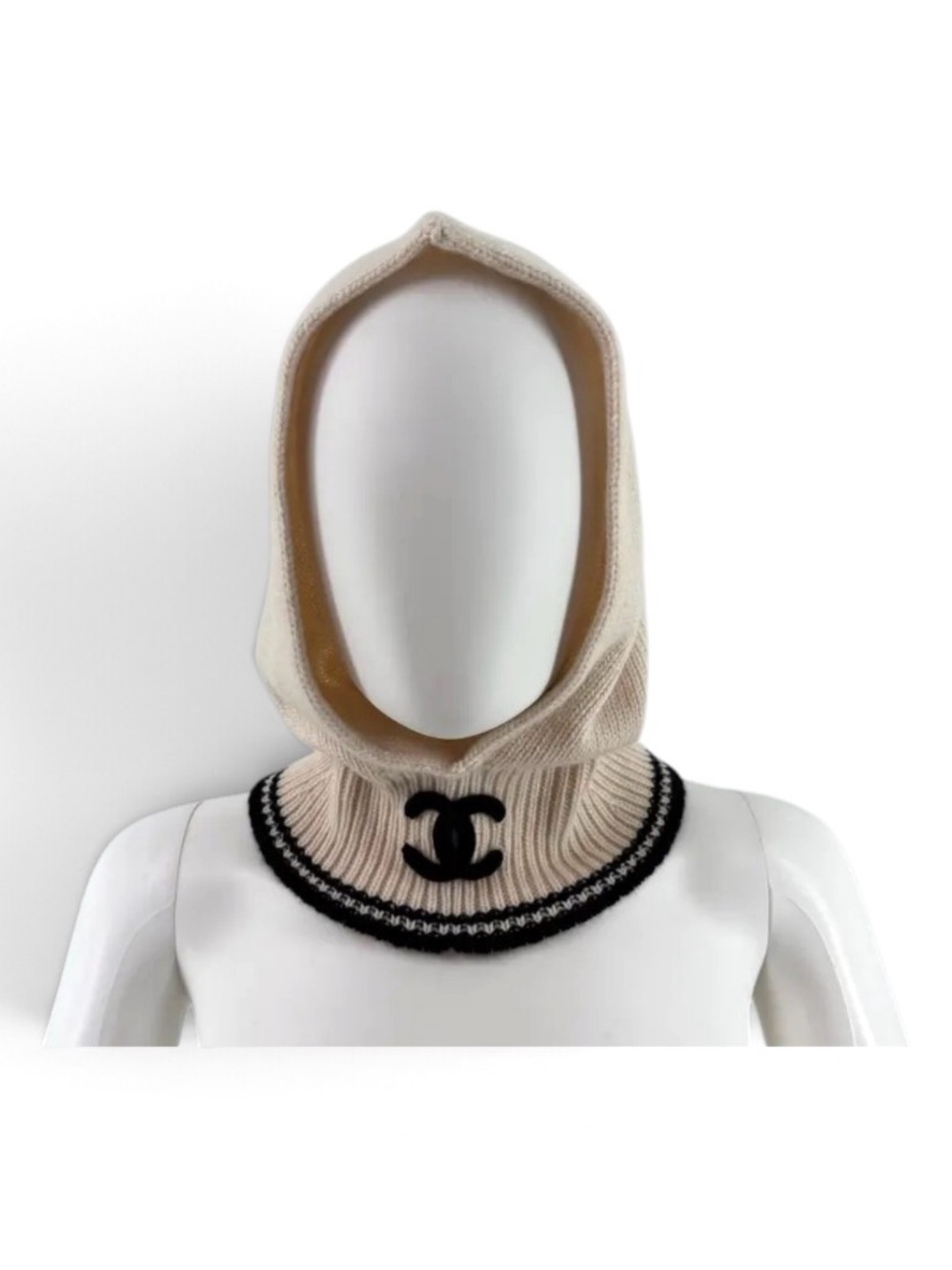 Authentic NEW Chanel Cashmere Beige Hooded Balaclava 2025-2026 COA